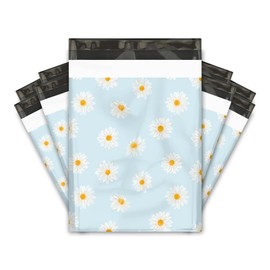 10x13 (100) Daisies Floral Summer Designer Poly Mailers Waterproof Self Sealing Tear Resistant Polymailers Shipping Envelopes Premium Printed Bags For Small Businesses