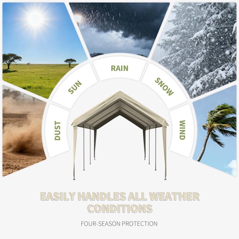 12'x20' Carport Replacement Canopy Cover,Waterproof & UV (Only Top Cover)