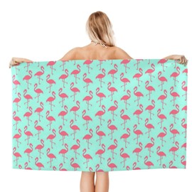 Makachen Microfiber Striped Blue Pink Flamingo Beach Towel Blanket,Sand Free Pool Swimming Bath Shower Towel,Lightweight Quick Dry Soft Camping Yoga Gym Travel Sport Idea Gift 28x55