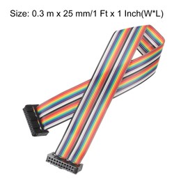MECCANIXITY IDC Rainbow Wire Flat Ribbon Cable 2.54mm Pitch 20 Pin Connection Line FC Dual Female Black Connector for DIY Experiment 1 Ft Length 1 Pcs