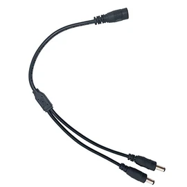 Litever Power Splitter, 2 Way, 1 Female Jack to 2 Male Plugs, 5.5mm x 2.1mm, 1:2, Y Adaptor Copper Cable, for CCTV Camera & LED Strip Lighting Power Supply Connector