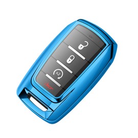 Tukellen Funda protectora especial de TPU suave compatible con Dodge Ram 1500 4/5/6 botones remoto llave inteligente, color azul