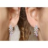 RGY Iridescent Rhinestone Earrings for Prom, Sparkling Bridal Cluster Drop