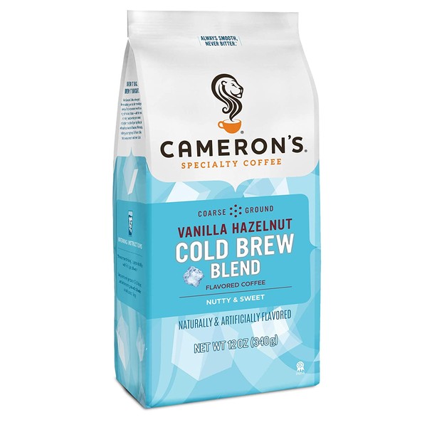 Cameron's Coffee Roasted Ground Coffee Bag, Flavored, Vanilla Hazelnut Cold Brew Blend, 12 Ounce