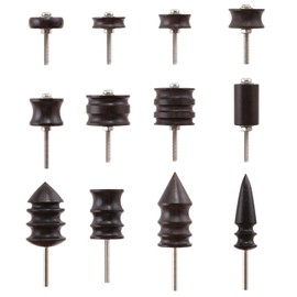 Aiegiuor 12 PCS Leather Edge Burnisher Electric Bits Set for Rotary Tools Wooden Leathercraft Slicker Wheel Kit Leatherworking Polish File Tool