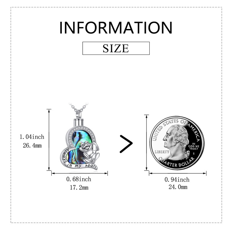 AXELUNA Frog Urn Necklace for Ashes Sterling Silver Abalone Shell