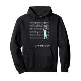Cat Music Sheet Musical Notes Climbing Kitten Silhouette Pullover Hoodie