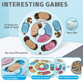 Joansan Interactive Dog Puzzle Game Toys, Dog Enrichment Toys for Puppy Mentally Stimulating Treat Dispenser Dog Treat Puzzle Feeder for Small,Medium and & Large Dogs Treat Training (Blue)