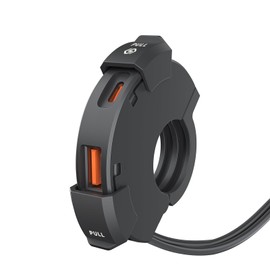 Shkalacar - Cargador de teléfono para motocicleta, doble USB QC3.0 Tipo-C, cargador rápido dual AC, IP65, impermeable, adecuado para...               