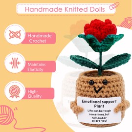 YUXIYAN Positive Roses Crochet Flowers Gifts,Emotional Support Crochet Gifts for Women Her Mom Friends Coworkers Teacher Birthday,Wedding,Thank You,Encouragement,for Office Desktop Home Car Decor