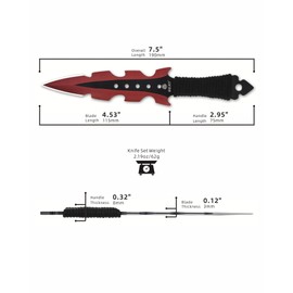 REAT Throwing Knives - 3 Piece, 7.5" 440 Stainless Steel with Cord-Wrapped Handle, Includes Nylon Carrying Case for Safe Storage,Ninja Kunai Knives for Competition,Recreation,Gifts for Men,Women