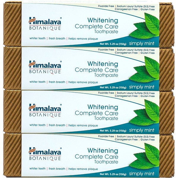 Himalaya Botanique Complete Care Whitening Toothpaste, Simply Mint, for a Clean Mouth, Whiter Teeth and Fresh Breath, 5.29 oz, 4 Pack
