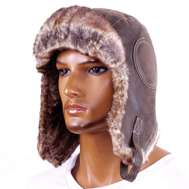 Russian Ushanka Cossack Trooper Trapper Aviator Pilot Hat Fur Lined