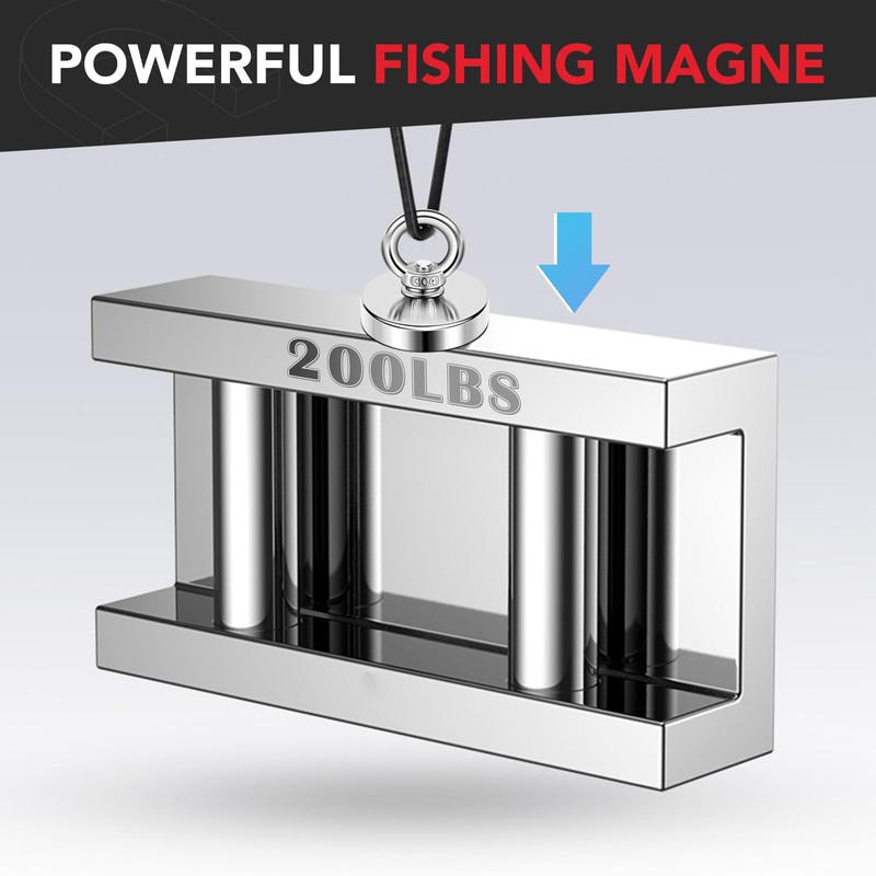 DIYMAG Strong Neodymium Fishing Magnets, 200 Lbs(91 KG) Pulling Force