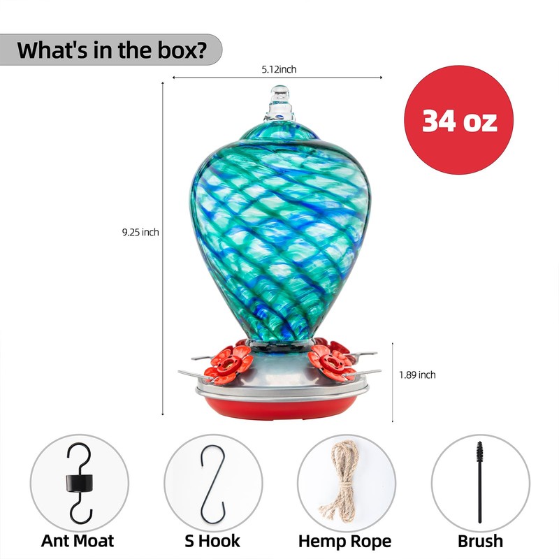 LaElvish Garden 2 Packs Hummingbird Feeder for Outdoors Hanging Ant