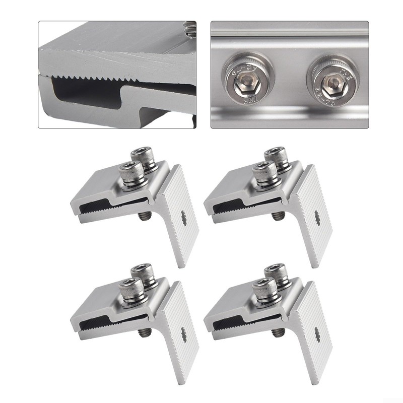 1/4 Pieces Solar Panel Clamps Aluminum Solar Panel Mounting Brackets