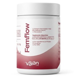 Valan Life Suplemento Mujer Femflow Resveratrol Probióticos Antioxidantes Cápsulas 750 Apoyo Bienestar Femenino Microbiota Intestinal Vaginal