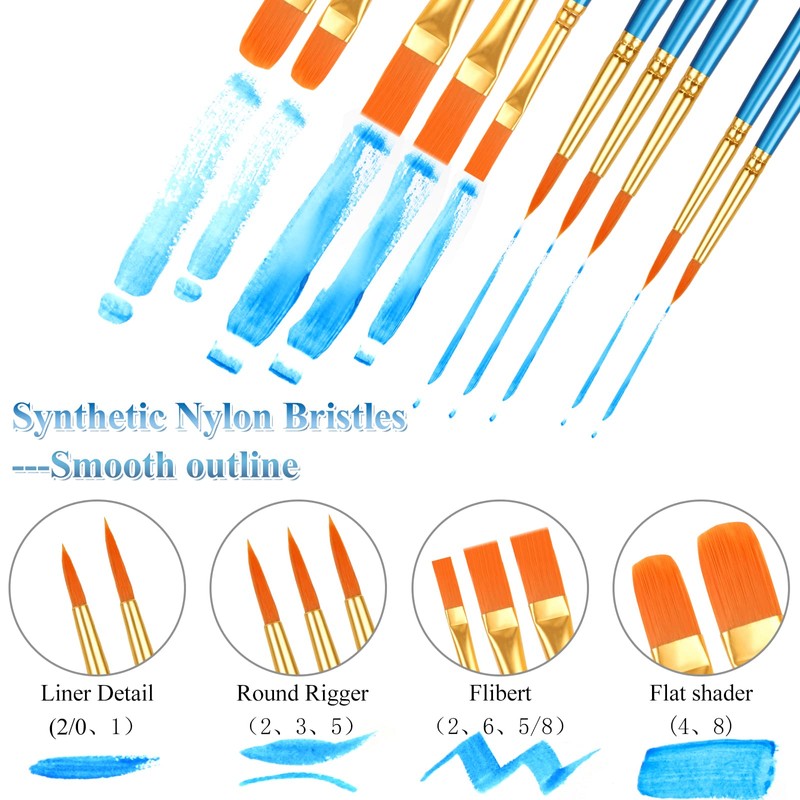 20 Pcs Paint Brushes, Acrylic Painting Brush Set, Watercolor Brushes,