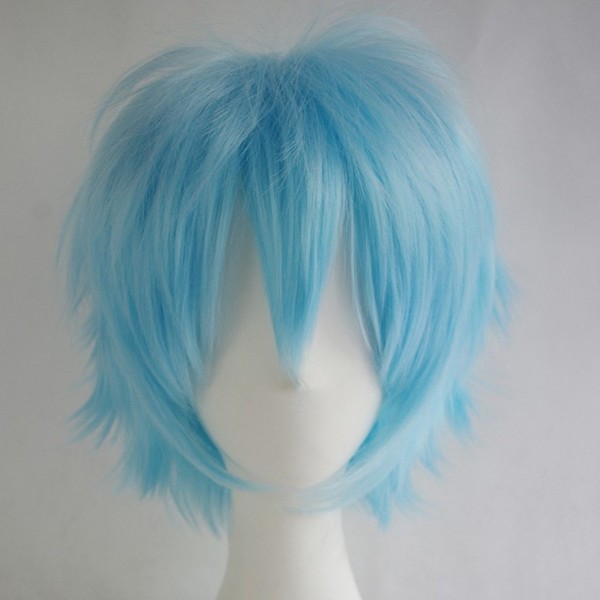 S-noilite Unisex Cosplay Short Pixie Fluffy Straight Hair Wig Women Men Anime Party Dress Costume Hairstyle Synthetic Wigs Light Blue