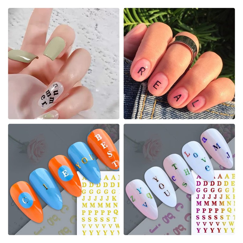 Doyime Nail Stickers, 10 Pieces, Nail Stickers, DIY Stickers, Alphabet,