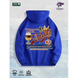 Schlitz Beer Graphic Hoodie 100% Cotton US Warehouse 7 ColorsColor: Blue, Size: M