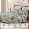 Quilts Queen Size-3 Pieces Soft Queen Bedspread Floral Patchwork Quilt