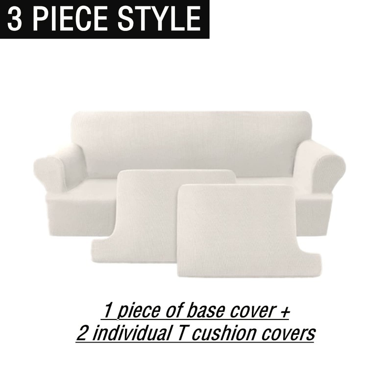 GAMUKAI 3-Piece T-Cushion Sofa Slipcover – Premium Stretch Sofa Cover
