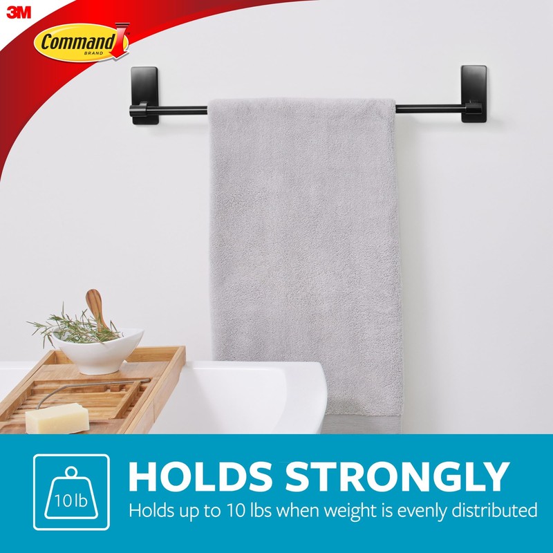 Command Bath Satin Nickel Towel Bar with Water Resistant Command