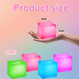 4 PCS Ice Cube Squishy, Stress Toys Stress Cube Squishy Anxiety Relief Sensory Calming Toys Easter Basket Stuffer Filler