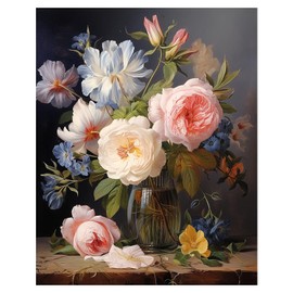 Flowers Paint by Numbers Adult Kit, DIY Adult Paint by Number Kits, Acrylic Paint by Number for Gifts and Home Decor 16x20 Inch