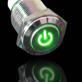 E Support 16mm 12V Car Motor Green LED Light Power Push Button Toggle Switch Latching