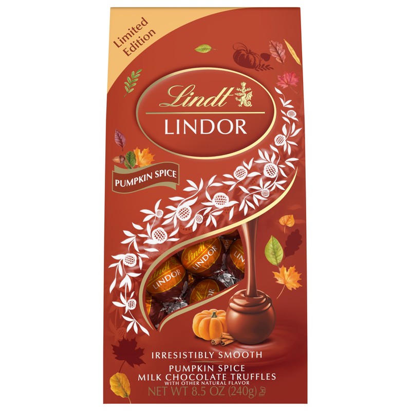 Lindt LINDOR Fall Pumpkin Spice Milk Chocolate Candy Truffles, 8.5