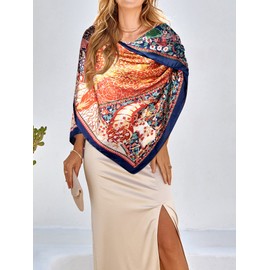 Bestshe Womens Silk Like Large Scarf Floral Satin Long Neck Scarf Lightweight Shawl Wrap with Gift Packed