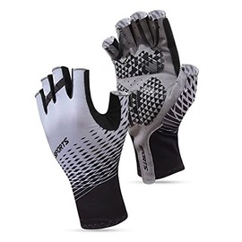 TINAYAUE Men Women Half Finger Driving Gloves Mittens Cool Fabric Breathable Lightweight Non Slip Fingerless Bike Cycling Gloves Shockproof UV Protection Gloves Mitts for Motorcycle Hiking Running