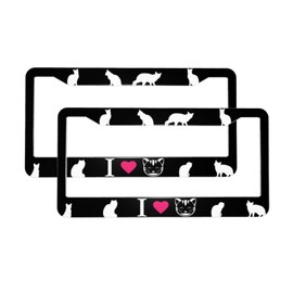 I Love Cat License Plate Frame 2 Pack License Plate Cover Universal Car Tag Frame for Women Men Aluminum Cars Accessories Decor 2 Hole