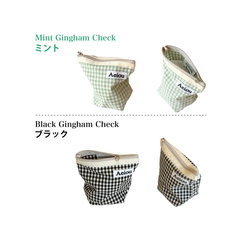 Aeiou Basic Pouch, Checkered Pattern, Size M, Eiou Basic Pouch,