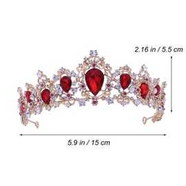 Frcolor Wedding Royal Tiara Crown Bridal Crystal Tiara Crown for Pageant Wedding Bridal Beauty Contest Prom Party (Red)