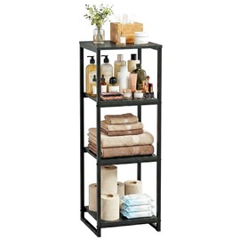 FONHAYE 4-Tier Bathroom Shelving Unit, Narrow Corner Slim Rack, Black