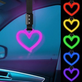 Timtin LED Car Accessories LED Heart Handle Ring Car Accessory for Women Heart Hand Strap Drift Charm Rear Bumper Warning Ring Decor for Auto Bus Interior Exterior Decoration