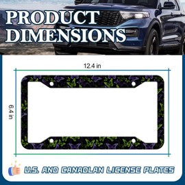 Butterfly License Plate Frame - 2PCS Purple Green Butterfly License Plate Holder Covers, Rust-Proof Waterproof Car Decorative Tag Frames for Standard Us 12x6 Inch