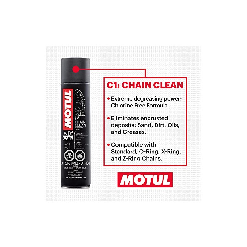 MOTUL 109767 Motorcycle Chain Clean Lube Kit C1 C2 Complete