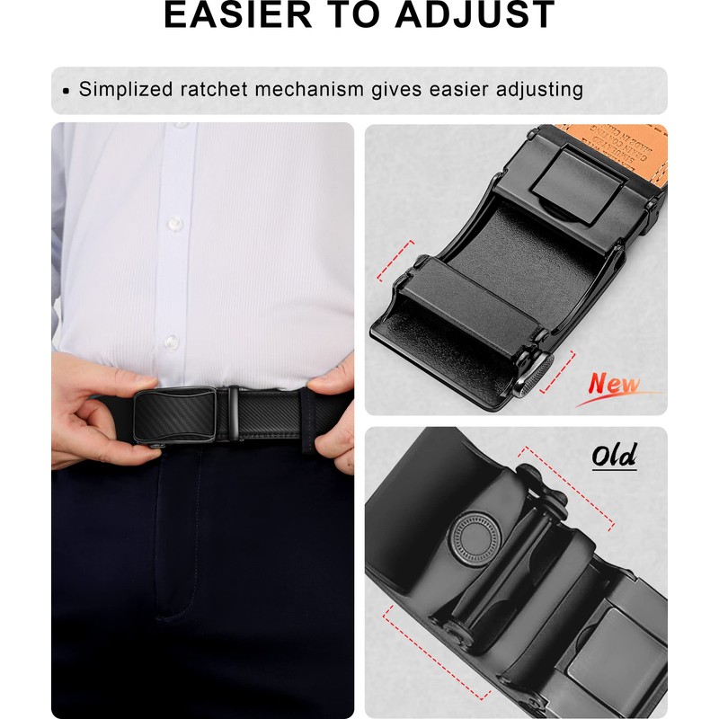 KEMISANT Mens Ratchet Belt 2 Units, Sliding Belt For Mens