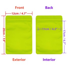 Rimiko Pack of 100 Ziplock Bags, Zip Foil Bags, Opaque, Resealable Bag, Mylar Ziplock for Storage of Food and for Packing Samples (Green, 12 x 20 cm)