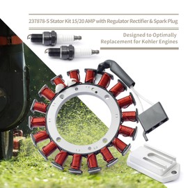 YIYANTO 237878-S Stator Kit 15/20 AMP with Regulator Rectifier & Spark Plug Replacement for Kohler CV460 CV490 CV492 CV493 CV15 CV18 CV25 CH18 CV460S K161 K181 K241 K301 K341 Lawnmower Tractor Parts