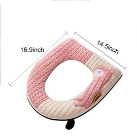 clino Toilet Seat Cover,Bathroom Soft Thicker Warmer Stretchable Washable Cloth Toilet Seat Cover Pads Easy Installation& Cleaning (3 colors)