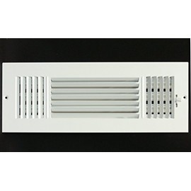 14"w X 6"h 3-Way AIR Supply Grille - Vent Cover & Diffuser - Flat Stamped Face - White [Outer Dimensions: 15.75"w X 7.75"h]