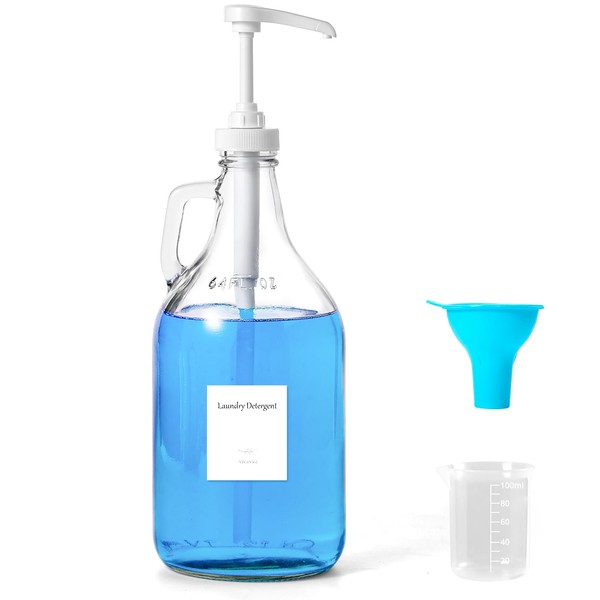 VEGEVIGI Glass Laundry Detergent Dispenser with Pump, 64OZ Liquid Laundry