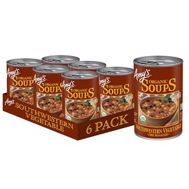 Amy’s Soup, Vegan Fire Roasted Southwestern Vegetable Soup With Organic Black Beans, Gluten Free, Canned Soup, 14.3 Oz (6 Pack)