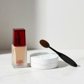 Kit Espoir: Base Be Velvet Spf22 Tan + Polvo Fijador 24h 9g + Brocha Base Maquillaje Negro