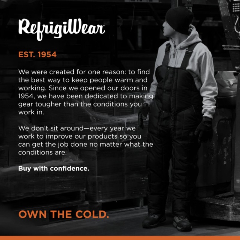 RefrigiWear Men's Iron-Tuff High-Bib Overalls, -50°F (-46°C), Large, Navy